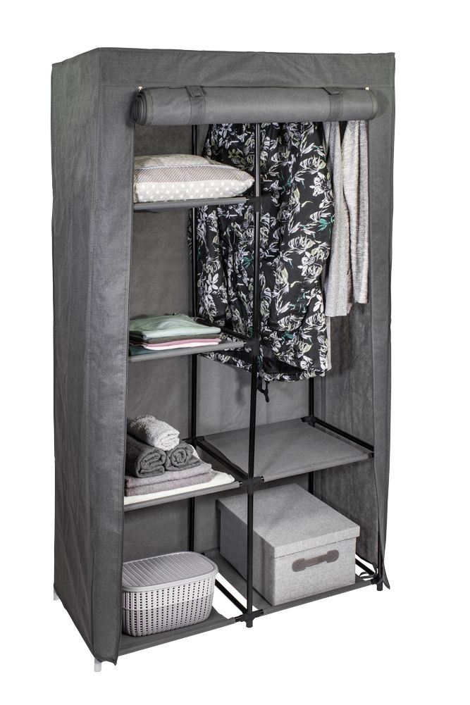 HomeLife Textilní skříň s policemi šedá šedá